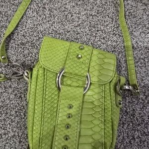 Lime Green Pouchee Crossbody Wristlet Purse